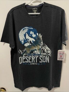 Flag & Anthem Desert Son Men Charcoal Graphic T-Shirt Cotton Short Sleeve Medium